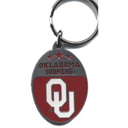 NCAA Oklahoma Sooners Hockey Chrome Keychain Key Ring Metal Dome Logo 